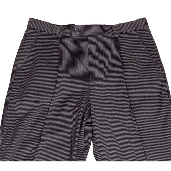 Bocaccio Uomo Pants‎ Men's 32 x 27 Gray Striped Dress Pant Pleated Front - Picture 2 of 9
